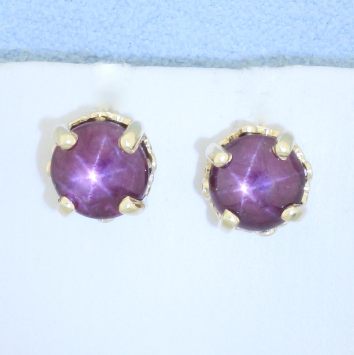 Stud Star Ruby Earrings 14k Yellow Gold