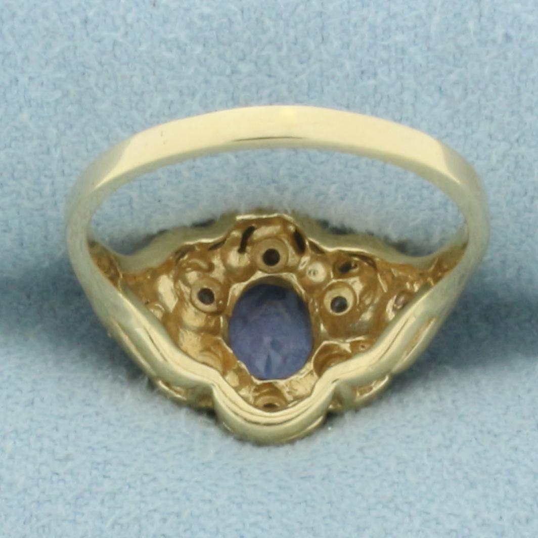 Tanzanite And Diamond Ring In 14k Yellow Gold