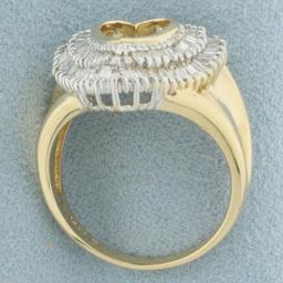 Baguette Diamond Heart Ballerina Ring In 14k Yellow Gold