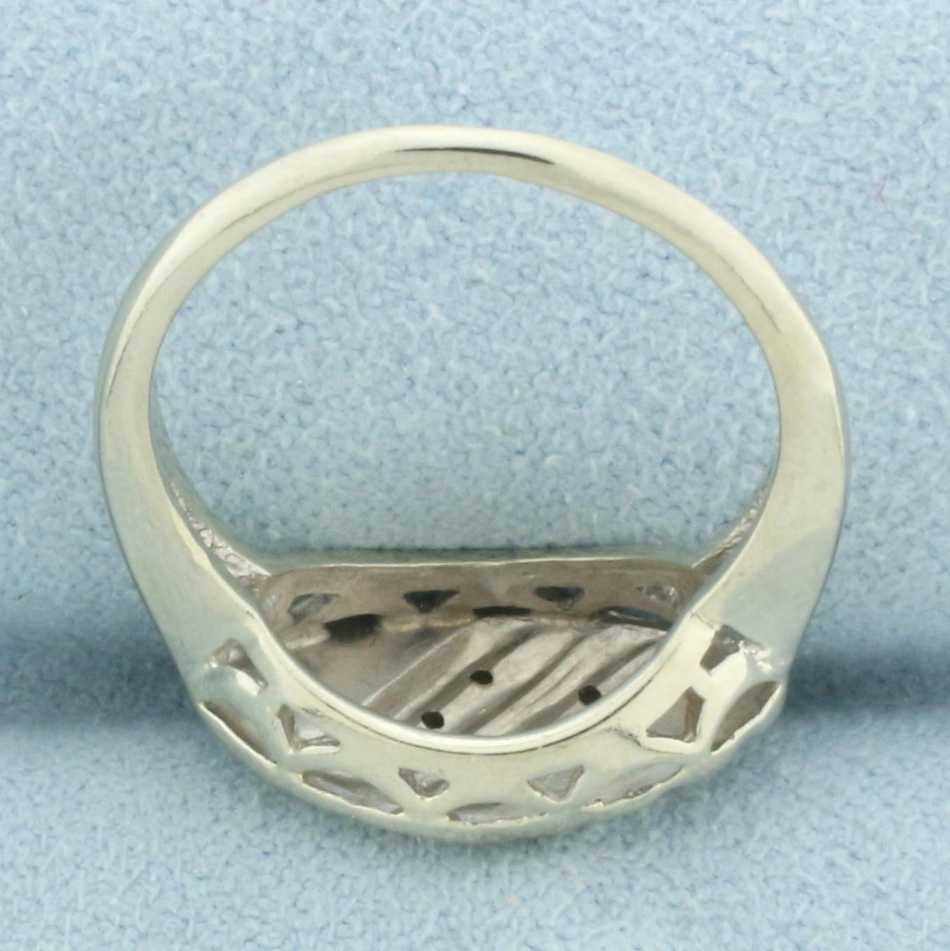 Pave Diamond Retro Era Ring In 14k White Gold