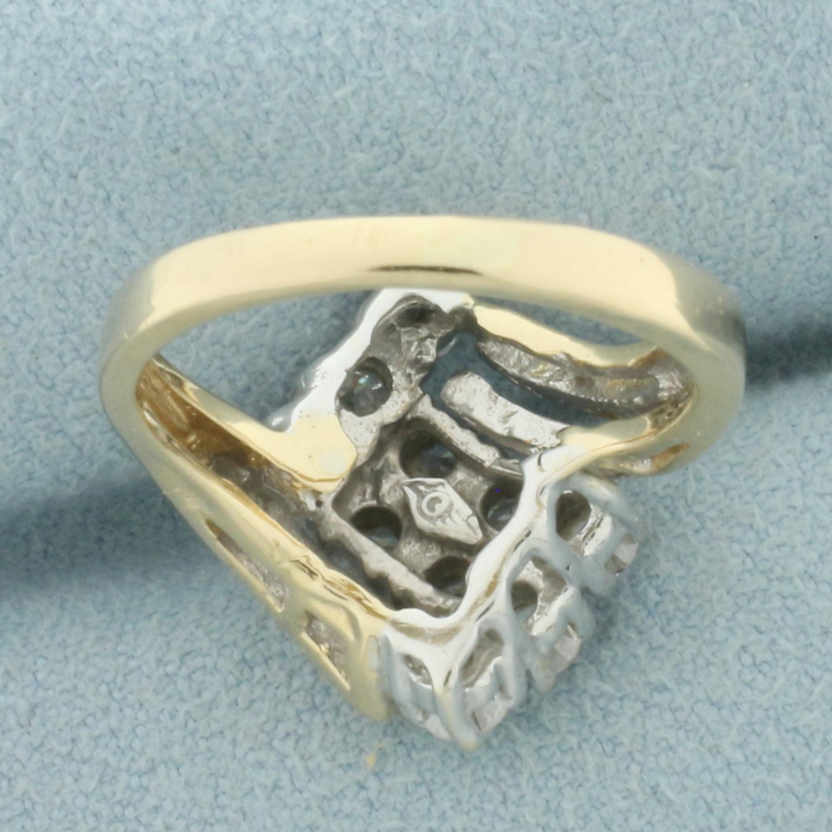 Zigzag Design Diamond Ring In 14k Yellow Gold