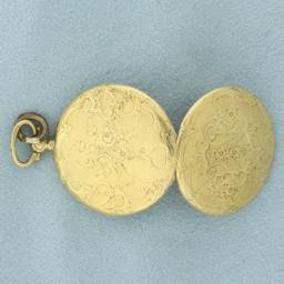 Antique Victorian Remembrance Locket With Hair Art In 18k Yellow Gold