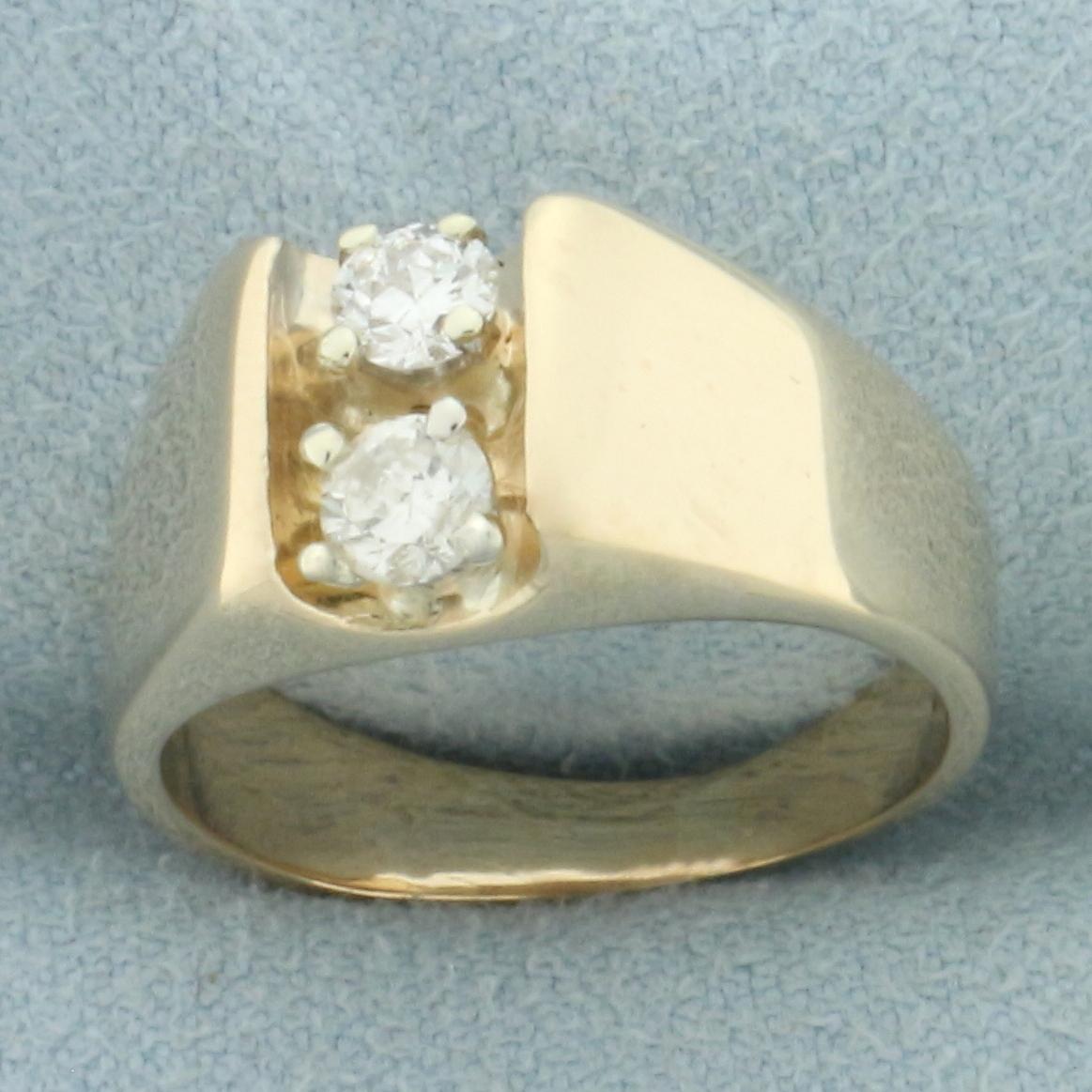 Two Stone Diamond Ring In 14k Yellow Gold