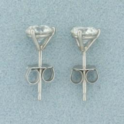 1ct Natural Diamond Stud Earrings In Platinum Settings