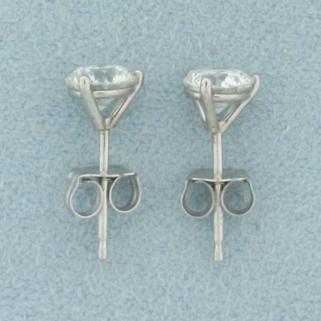 1ct Natural Diamond Stud Earrings In Platinum Settings