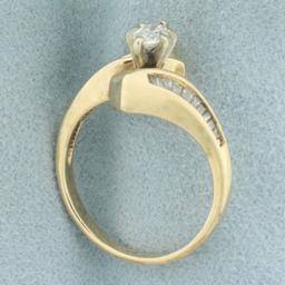 Marquise Diamond Bypass Engagement Ring In 14k Yellow Gold