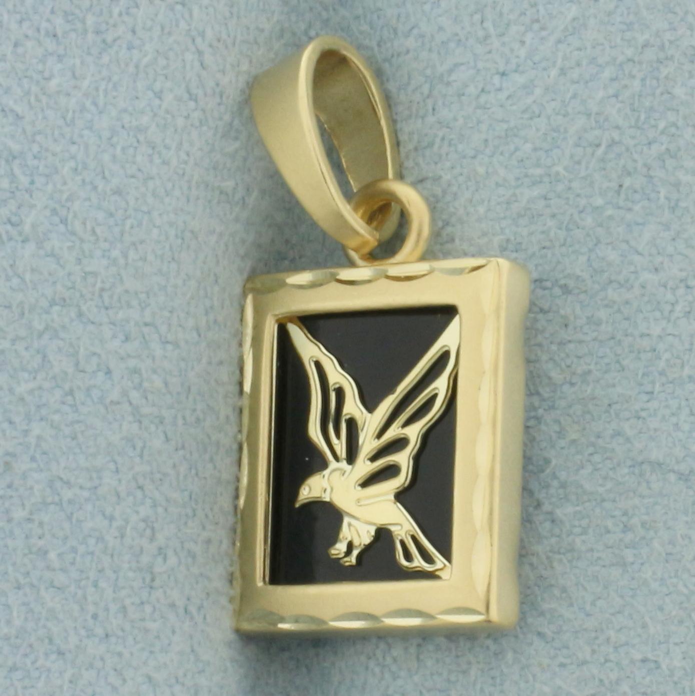 Hawk Bird Pendant In 14k Yellow Gold