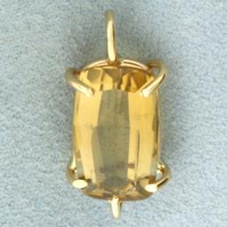 Fancy Cut Citrine Solitaire Pendant In 14k Yellow Gold