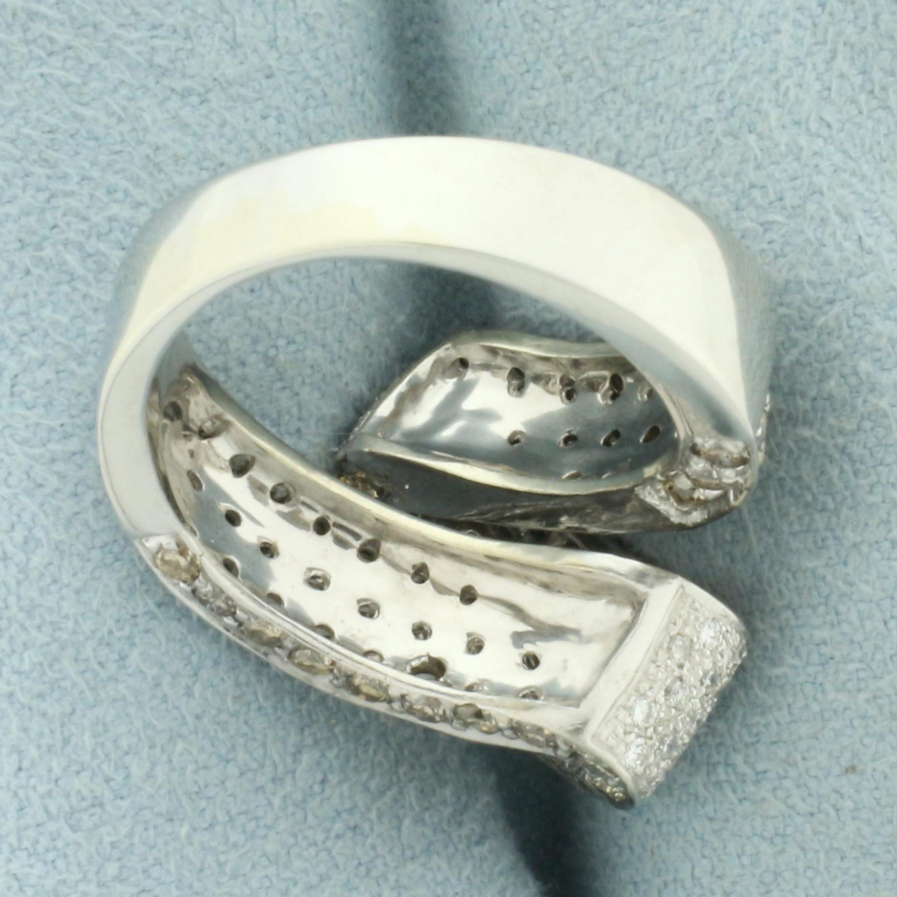 Chocolate And White Diamond Zigzag Ring In 14k White Gold