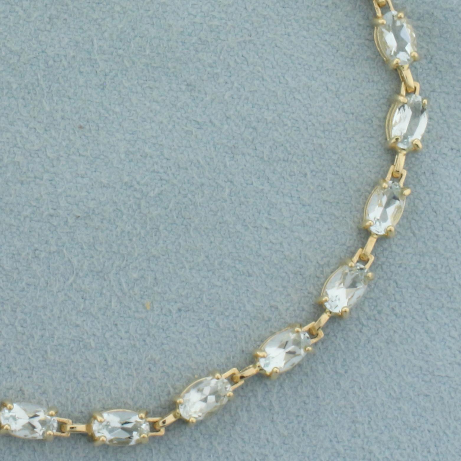 Aquamarine Tennis Bracelet In 10k Yellow Gold