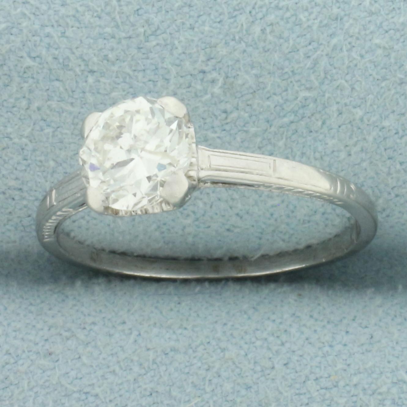 Antique Old European Cut Diamond Solitaire Ring In Platinum