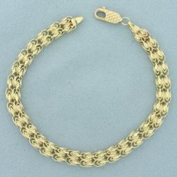 Double Row Diamond Cut Link Bracelet In 14k Yellow Gold