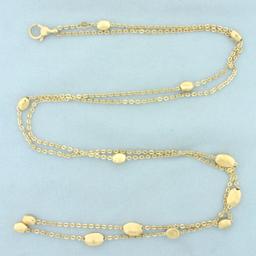 Italian Double Layer Station Necklace Or Y Lariat Necklace In 14k Yellow Gold