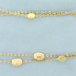 Italian Double Layer Station Necklace Or Y Lariat Necklace In 14k Yellow Gold