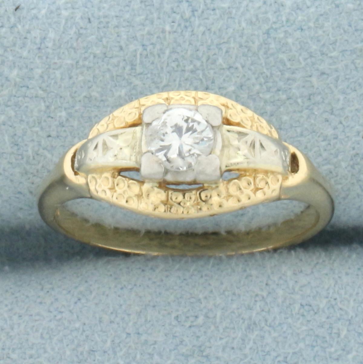 Vintage Diamond Ring In 14k Yellow And White Gold