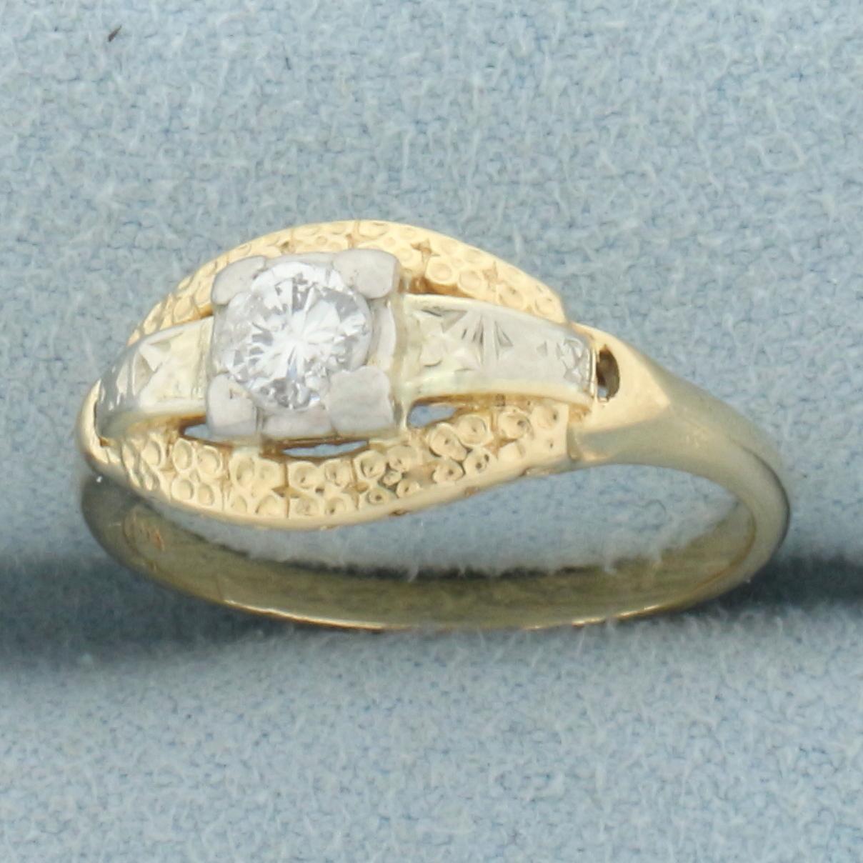 Vintage Diamond Ring In 14k Yellow And White Gold