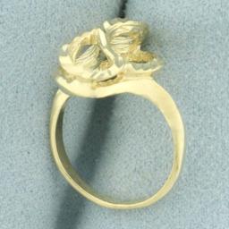 Diamond Cut Abstract Design 3-d Ring In 14k Yellow Gold