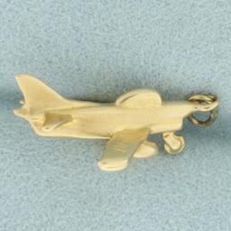 3d Usaf Air Force Plane Jet Charm In 14k Yellow Gold