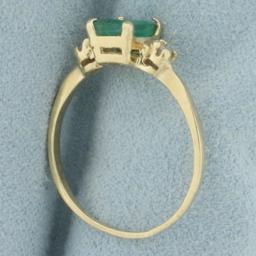 Emerald And Diamond Ring In 14k Yellow Gold