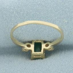Emerald And Diamond Ring In 14k Yellow Gold