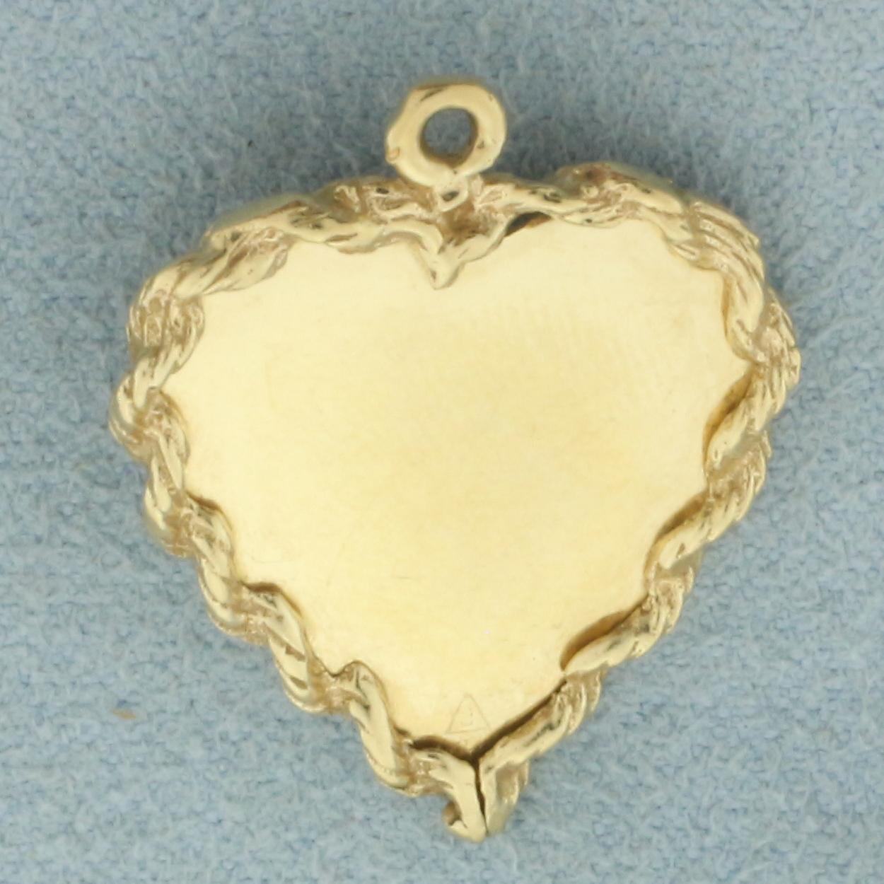 Inscribable Cultured Pearl Heart Charm In 14k Yellow Gold
