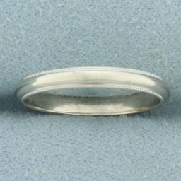 Milgrain Beaded Edge Wedding Ring Band In 14k White Gold