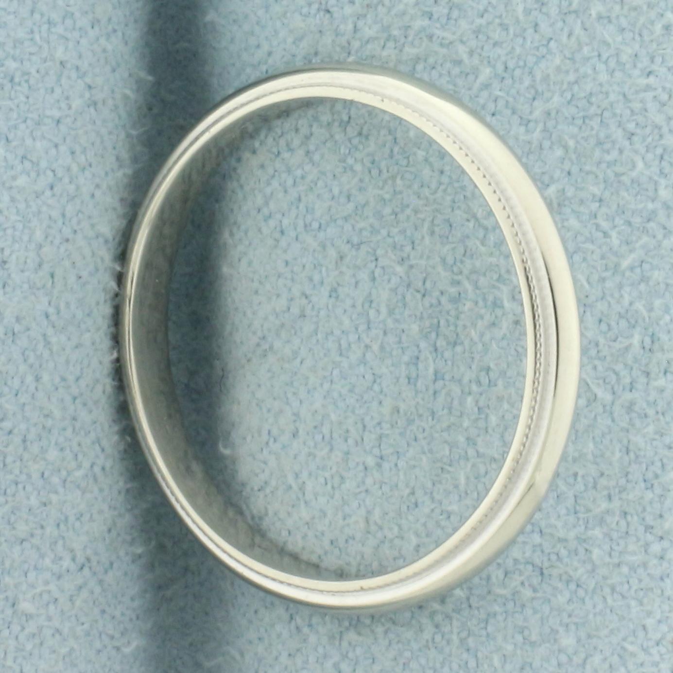 Milgrain Beaded Edge Wedding Ring Band In 14k White Gold