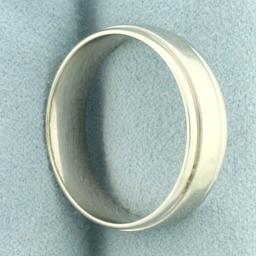 Men's Banded Edge Wedding Band Ring In 14k White Gold