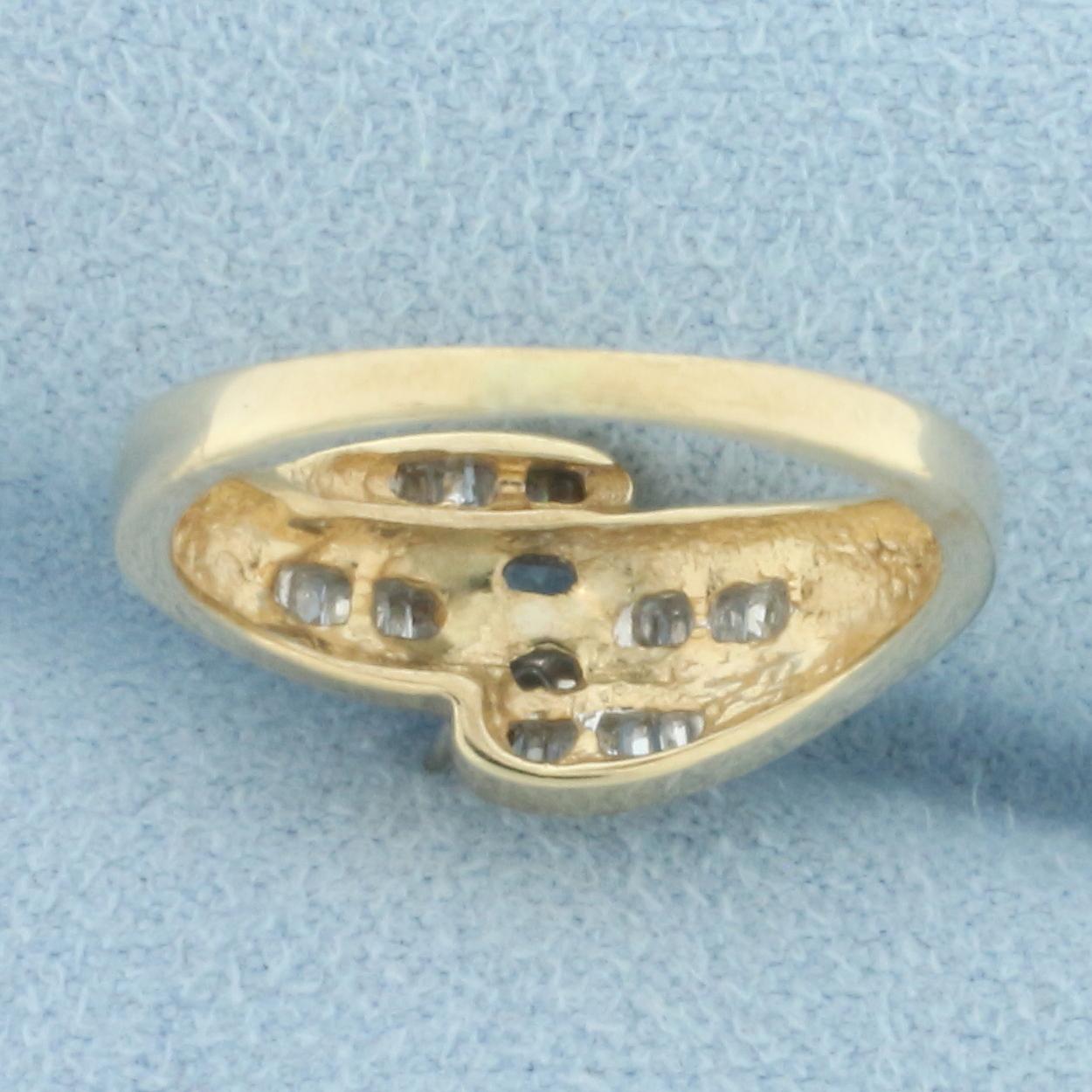 Baguette And Round Diamond Ring In 10k Yellow Gold