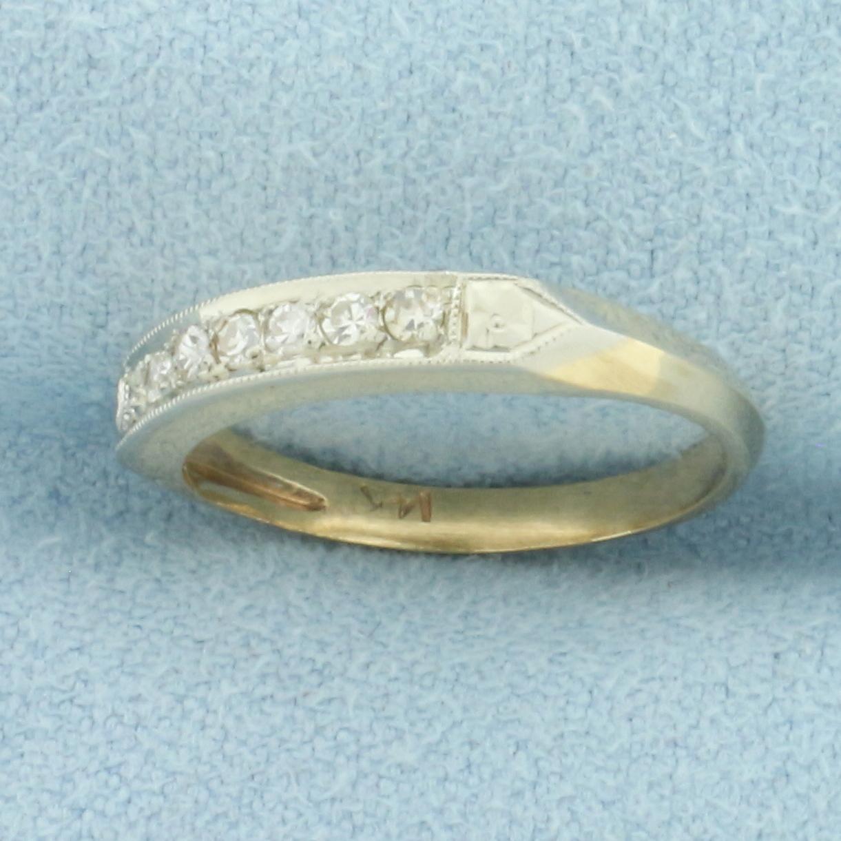 Vintage 7-stone Diamond Band Ring In 14k Yellow Gold