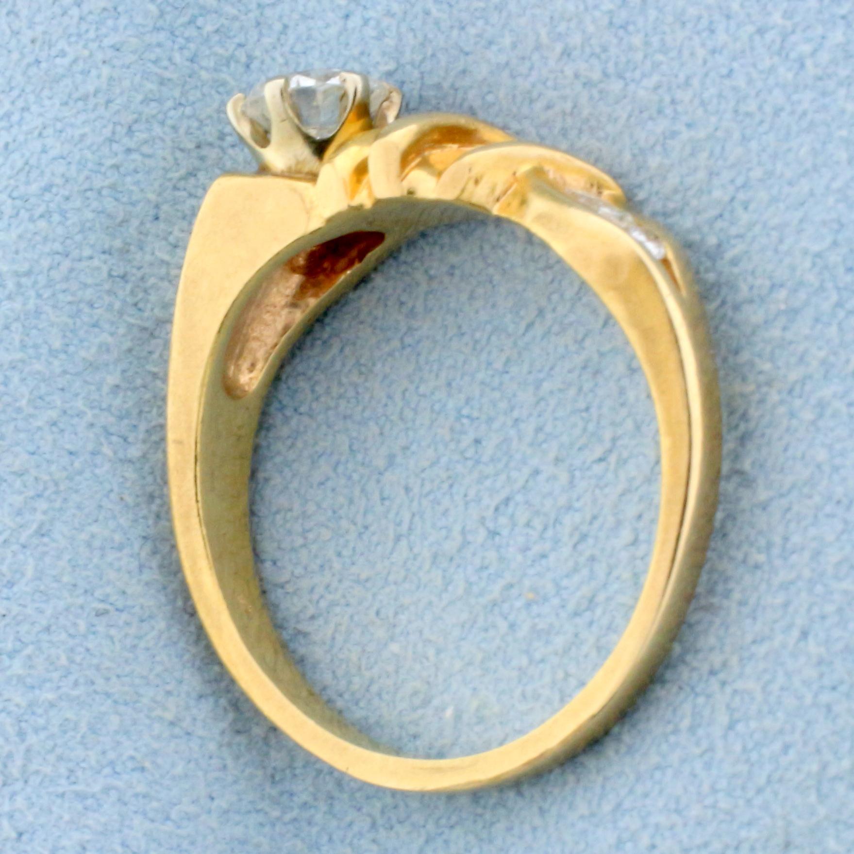 Modern Abstract Design Over 1/2ct Tw Diamond Ring In 14k Yellow Gold