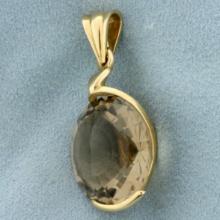 30ct Smoky Topaz Pendant In 14k Yellow Gold