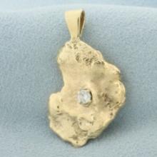 Diamond Nugget Pendant In 14k Yellow Gold