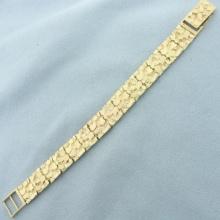 Wide Nugget Link Bracelet In 14k Yellow Gold
