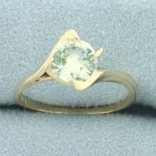 Mint Green Tourmaline Solitaire Ring In 10k Yellow Gold