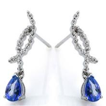 2.25ctw Pear Cut Lab Tanzanite And Diamond Dangle Twist Earrings In Platinum Over Sterling Silver