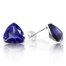 5mm Trillion Cut Lab Tanzanite 1.2ctw Stud Earrings In Sterling Silver