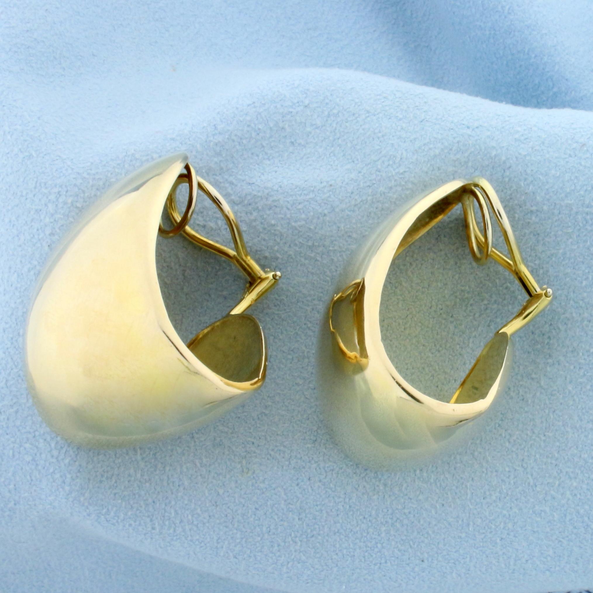 Oversized J Hoop Huggie Clip On Earrings In 14k | Proxibid