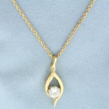 1ct Solitaire Diamond Necklace In 14k Yellow Gold