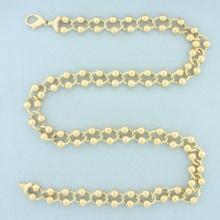 Beaded Cable Link Chain Necklace In 14k Yellow Gold