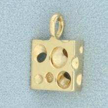 Vintage Swiss Cheese 3 D Pendant Or Charm In 14k Yellow Gold