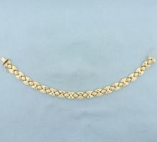 Italian Quilted Puffy Design Link Bracelet In 14k Yellow Gold