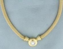 Italian Diamond Solitaire Necklace In 14k Yellow Gold