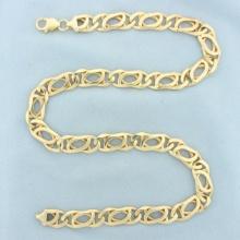 Italian 20.5 Inch Fancy Anchor Link Heavy Chain Link Necklace In 14k Yellow Gold