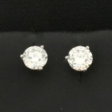 1ct Natural Diamond Stud Earrings In Platinum Settings