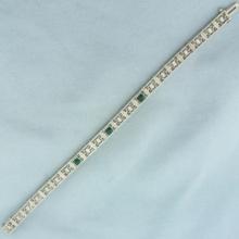 Vintage Emerald Filigree Bracelet In 10k White Gold