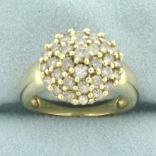 Champagne Diamond Cluster Ring In 10k Yellow Gold