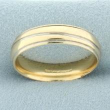 Mens Banded Design Wedding Band Ring In 14k Yellow Gold