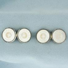 Vintage Chanel Paris Mother Of Pearl Button Cufflinks