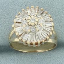 Diamond Target Design Split Shank Ring In 14k Yellow Gold